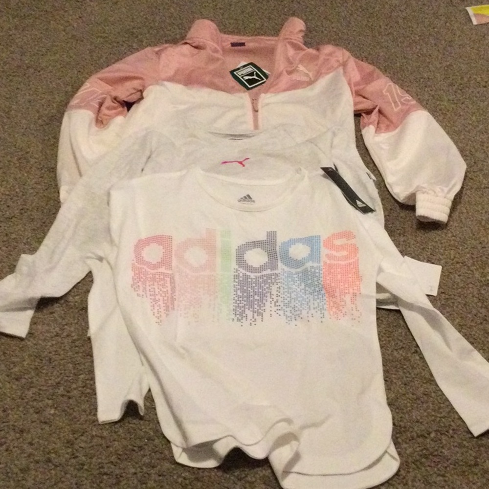 Puma& Adidas athleisure wear. 2 shirts, 1 jacket